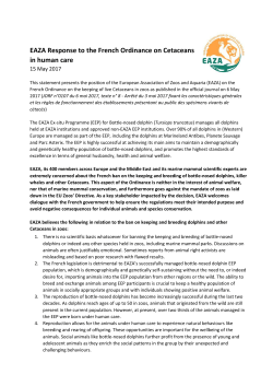 EAZA Response to the French Ordinance on Cetaceans in human