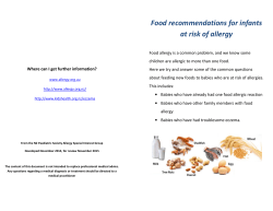 Food recommendations for infants at risk of allergy