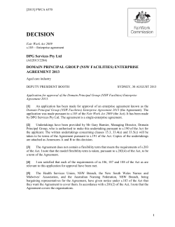 Domain Principal Group (NSW Facilities) Enterprise Agreement 2013
