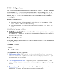 ENG 111: Writing and Inquiry This course is