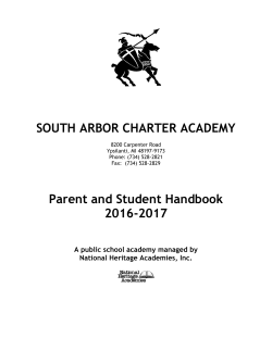 SOUTH ARBOR CHARTER ACADEMY Parent and Student