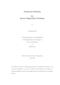 Numerical Methods for Inverse Eigenvalue Problems