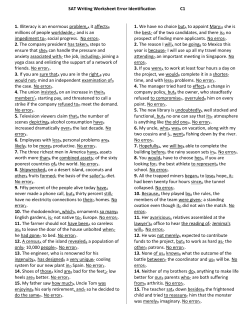 SAT Writing Worksheet Error Identification C1 1. Illiteracy is an