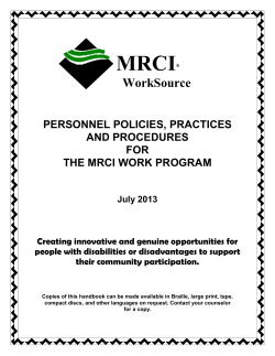 MRCI Work Program Handbook