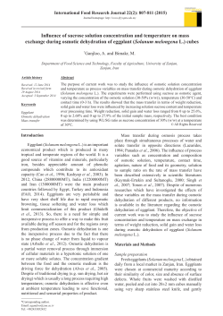 Influence of sucrose solution concentration and temperature on