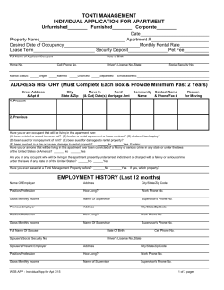 TONTI MANAGEMENT INDIVIDUAL APPLICATION FOR