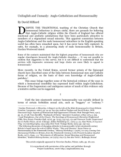 UnEnglish and Unmanly: Anglo-Catholicism and Homosexuality By