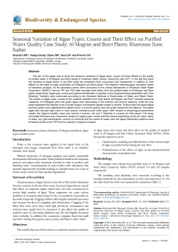 Seasonal Variation of Algae Types, Counts and