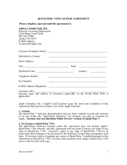 QUICKTIME 7 SITE LICENSE AGREEMENT Please