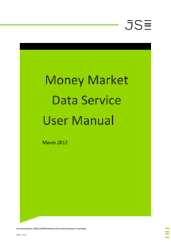 Money Market Data Service User Manual