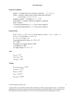 General Vocabulary Integer = A number that is not a fraction or