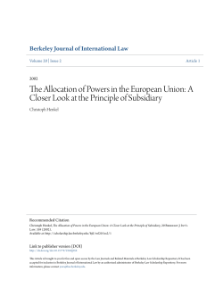 The Allocation of Powers in the European Union