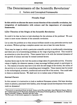 The Determinants of the Scientific Revolutionl