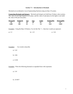 Section 6-1 &ndash; Introduction to Decimals