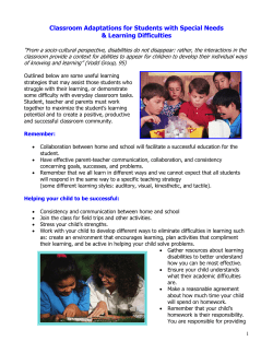 Classroom Adaptations for Students with Special Needs