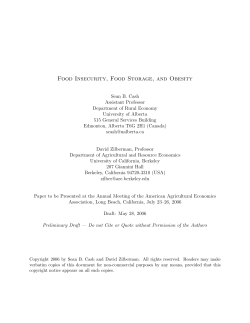 Food Insecurity, Food Storage, and Obesity