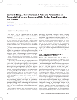 You`re Kidding...I Have Cancer? A Patient`s