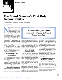 The Board Member`s First Duty: Accountability
