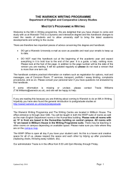MA Handbook - University of Warwick