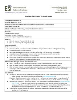 Predicting the Weather - Environmental Science Institute
