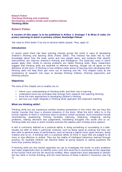 Developing creative minds and creative futures Robert Fisher