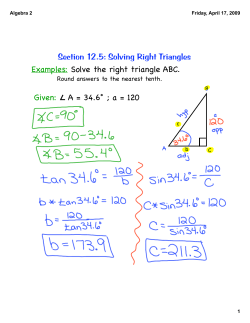 Section 12.5: Solving Right Triangles