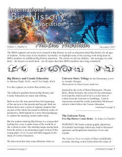 The Universe Verse Big History and Cosmic Education