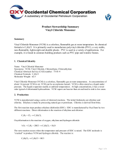 Product Stewardship Summary Vinyl Chloride Monomer