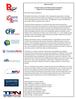 March 23, 2017 An Open Letter to the North