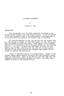 Solomon Discography - Association for Recorded Sound Collections