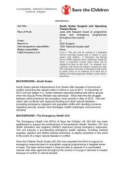 Integrity South Sudan Surgical and Operating Theatre Nurse Juba