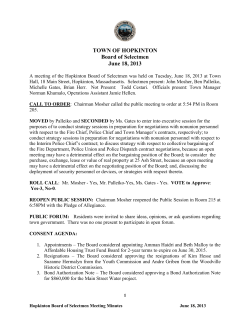TOWN OF HOPKINTON Board of Selectmen June 18, 2013
