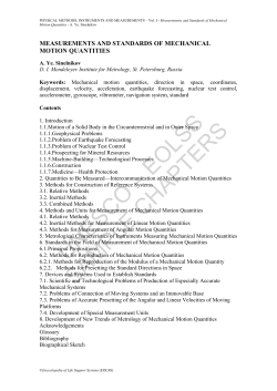 Measurements and Standards of Mechanical Motion