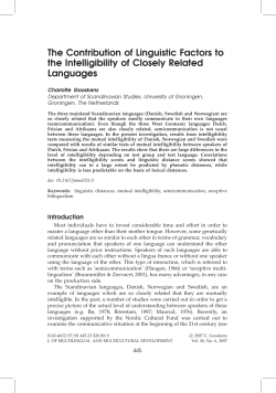 The Contribution of Linguistic Factors to the Intelligibility of Closely