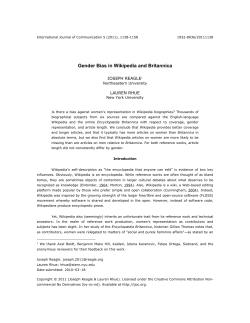 Gender Bias in Wikipedia and Britannica