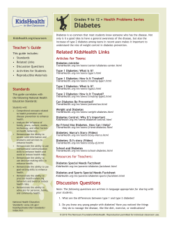 Teacher`s Guide: Diabetes (Grades 9 to 12)