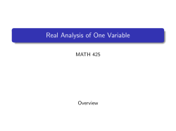 Real Analysis of One Variable