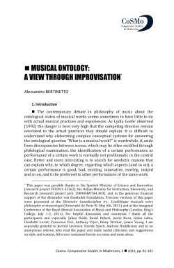 MUSICAL ONTOLOGY: A VIEW THROUGH IMPROVISATION*