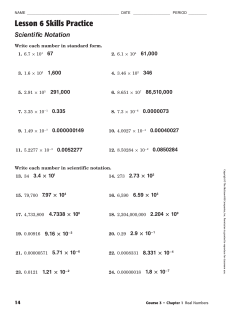 WS Scientific notation ANSWERS