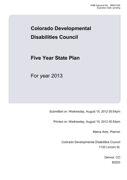 Five Year State Plan for Colorado Developmental Disabilities Council