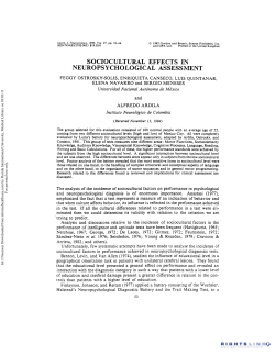 Sociocultural Effects in Neuropsychological