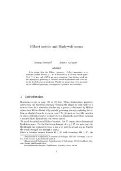 Hilbert metrics and Minkowski norms Thomas Foertschd Anders