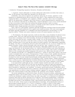 The Fate of the Analysis: Aristotle`s Revenge