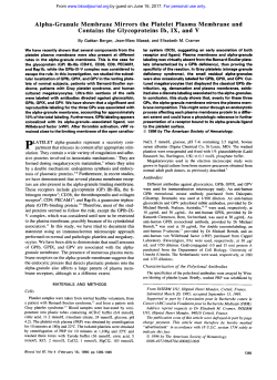 Alpha-Granule Membrane Mirrors the Platelet Plasma Membrane