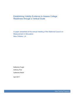 Establishing Validity Evidence to Assess College Readiness