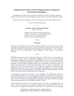 Experiences of the French Huguenots in America