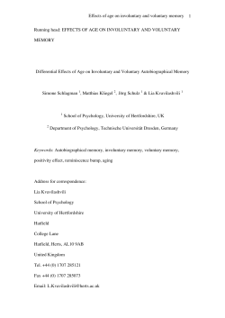 Effects of age on involuntary and voluntary memory 1 Running head