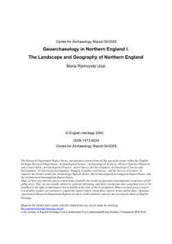 Geoarchaeology in Northern England I. The