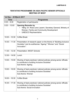 1 TENTATIVE PROGRAMME ON ASIA