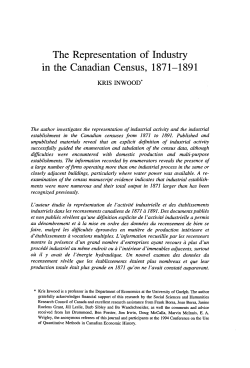 The Representation of Industry in the Canadian Census, 1871-1891